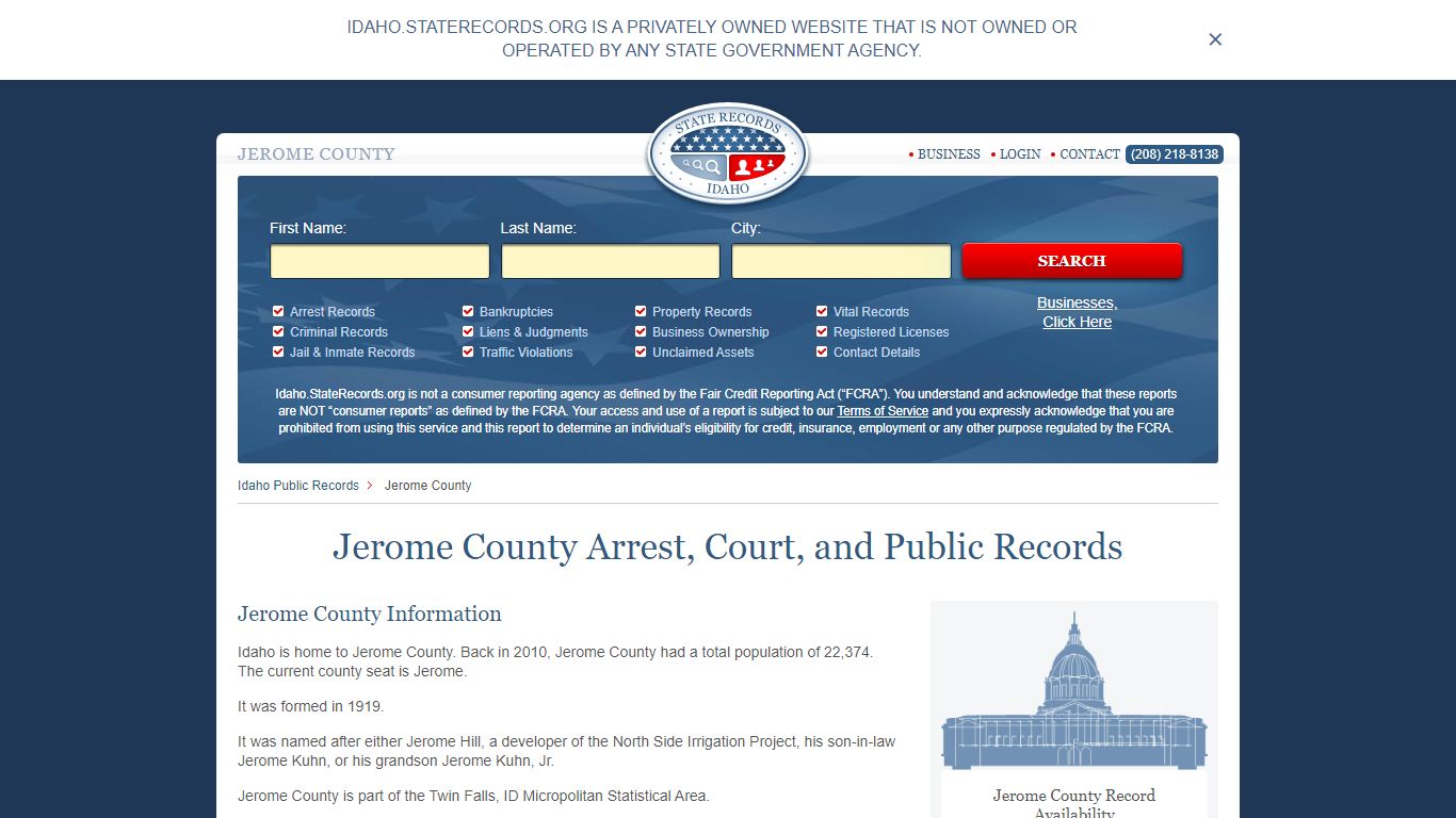 Jerome County Arrest, Court, and Public Records