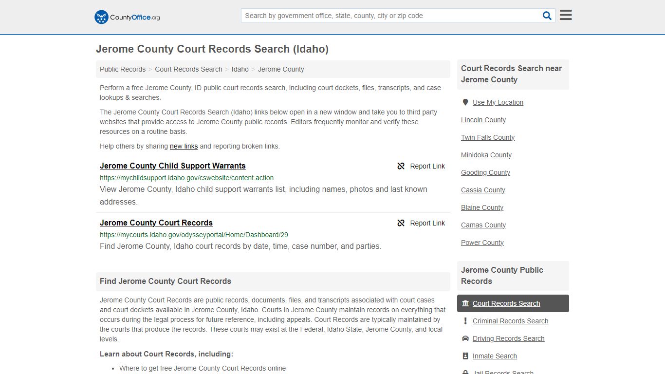 Court Records Search - Jerome County, ID (Adoptions, Criminal, Child ...